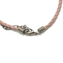 Yellow Stone Pendant Drop Shape 16mm With Light Pink Twisted Cord Glass Stone Necklace Inspired By Cheerful Bright