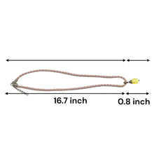 Yellow Stone Pendant Drop Shape 16mm With Light Pink Twisted Cord Glass Stone Necklace Inspired By Cheerful Bright