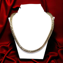 Yellow-Tone Shiny Snake Scale Linked Tube Necklace – Bold Modern Choker-Style Fashion Jewelry - Necklace