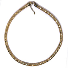 Yellow-Tone Shiny Snake Scale Linked Tube Necklace – Bold Modern Choker-Style Fashion Jewelry - Necklace